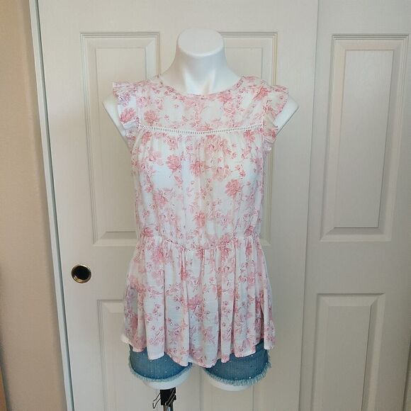 Parallel Skies floral ruffle sleeveless top sz S - Picture 2 of 7